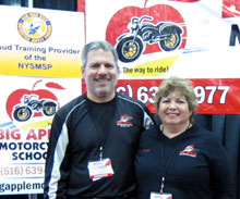 Big Apple M/C School Vice President George Tranos and President Diane Ortiz at the International Motorcycle Show